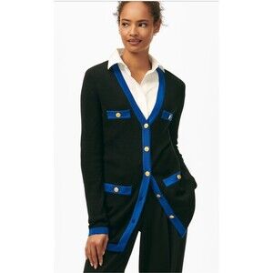 BROOKS BROTHERS V Neck Tipped Tunic Cardigan Merino Wool Sweater No size Tag